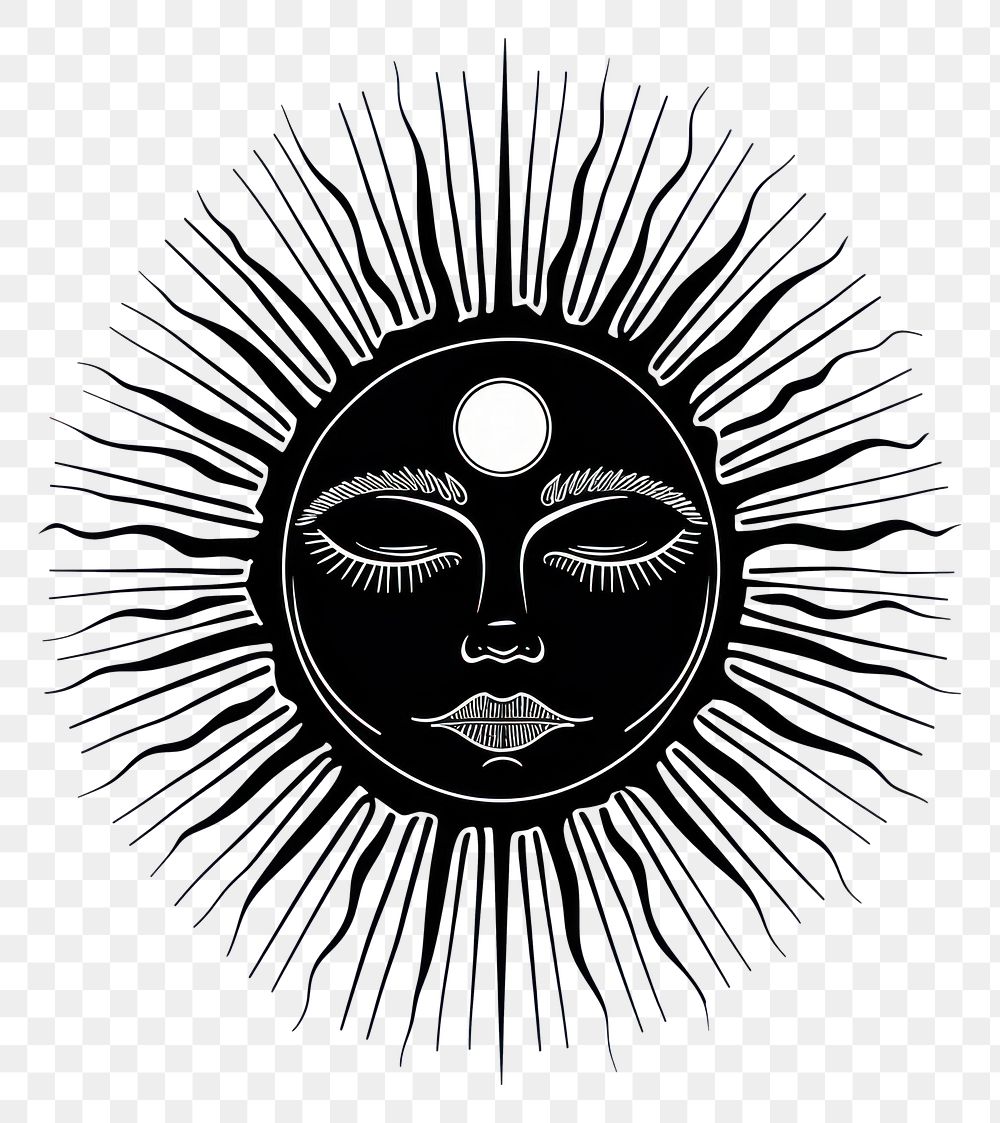 PNG Sunny mystical logo art illustrated drawing.