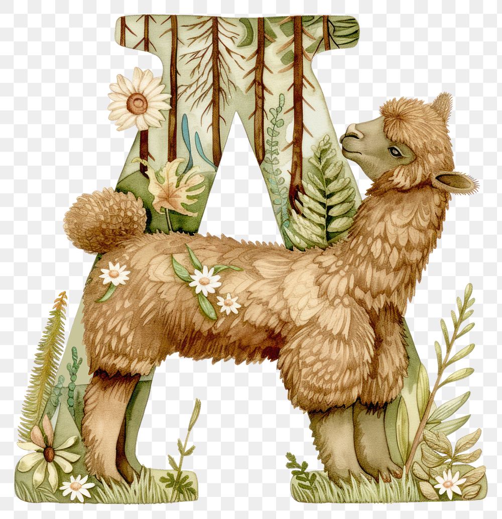PNG The letter A mammal alpaca nature.