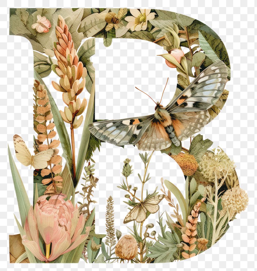 PNG The letter B art nature flower.