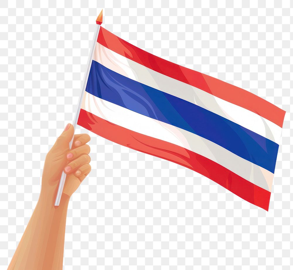 PNG Vector illustration of hand holding thailand flag.