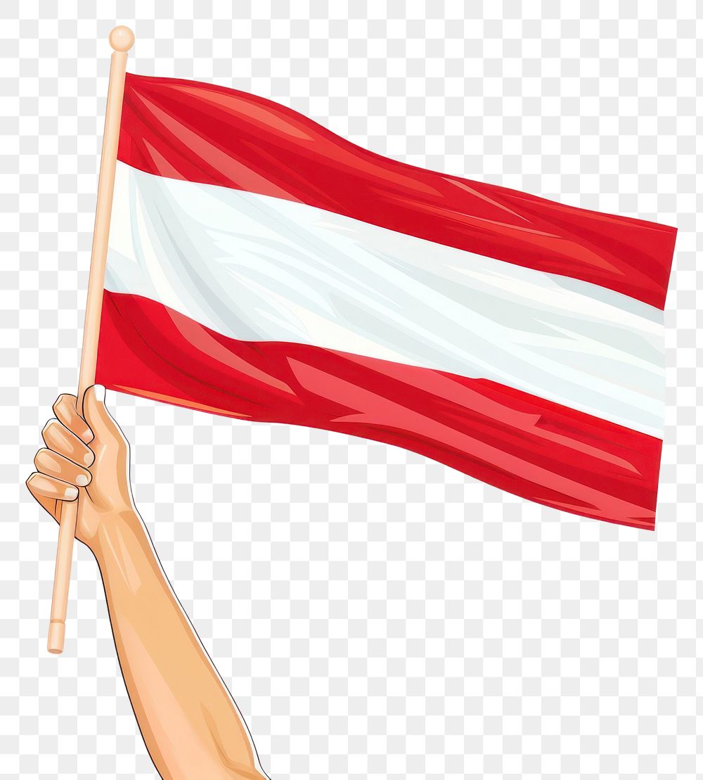PNG Vector illustration of hand holding austria flag.