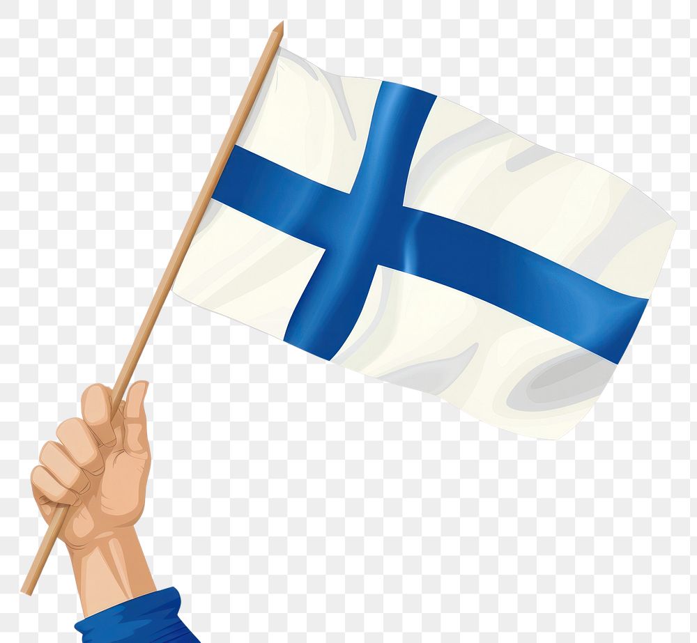 PNG Vector illustration of hand holding finland flag.