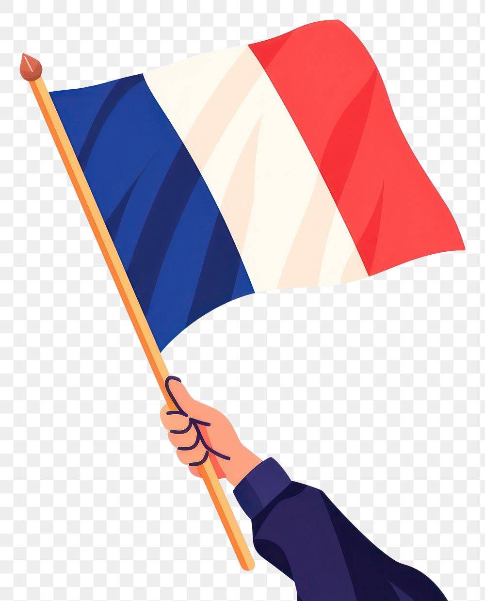 PNG Vector illustration of hand holding france flag.