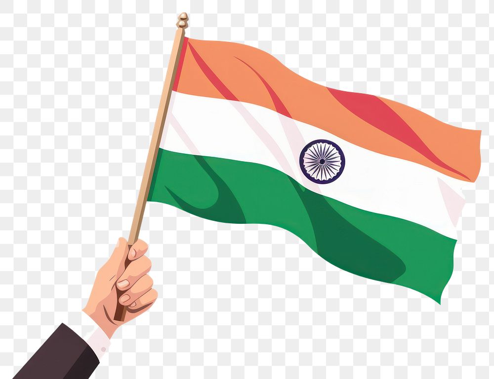 PNG Vector illustration of hand holding hungary flag india flag.