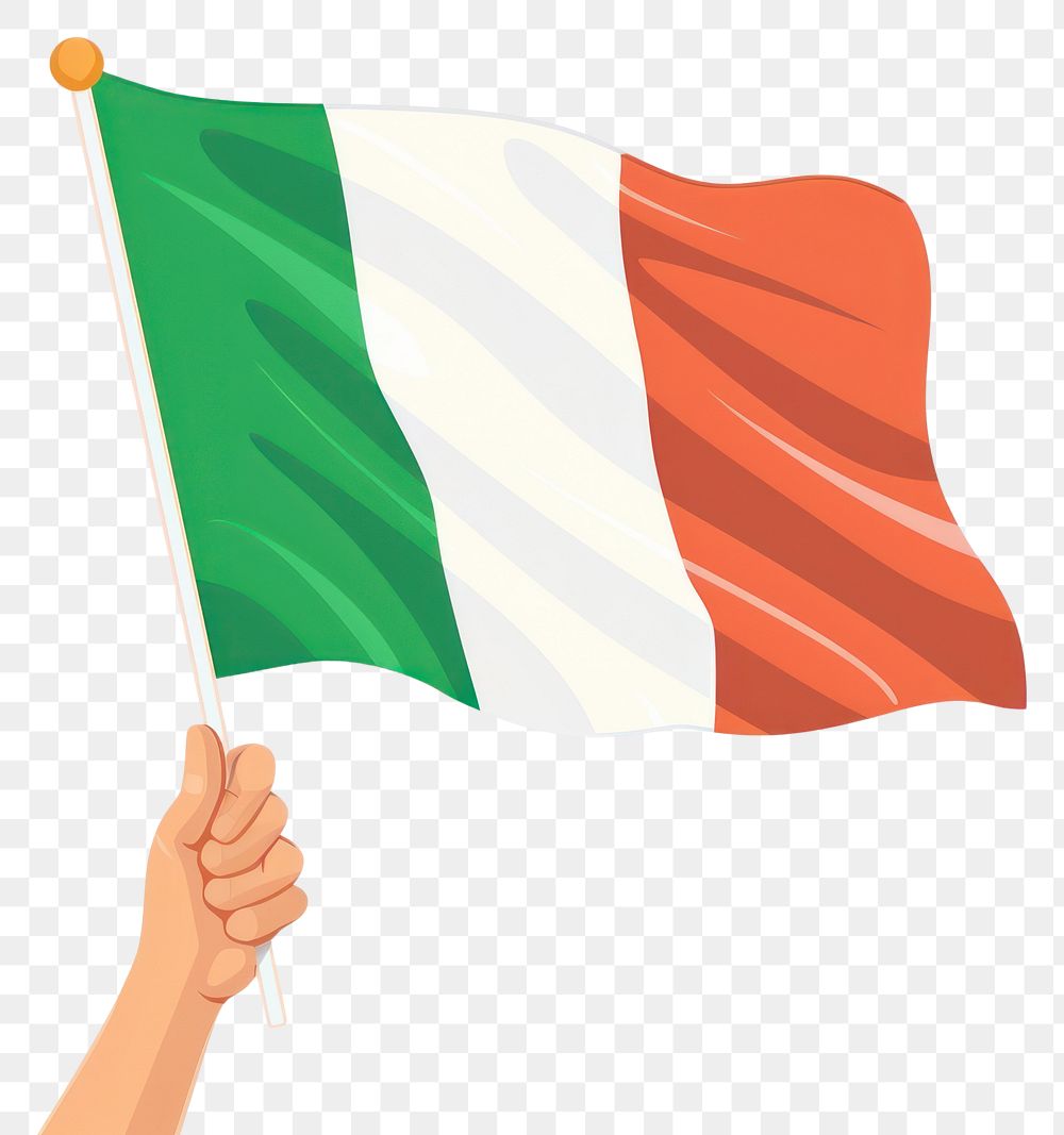 PNG Vector illustration of hand holding italy flag.