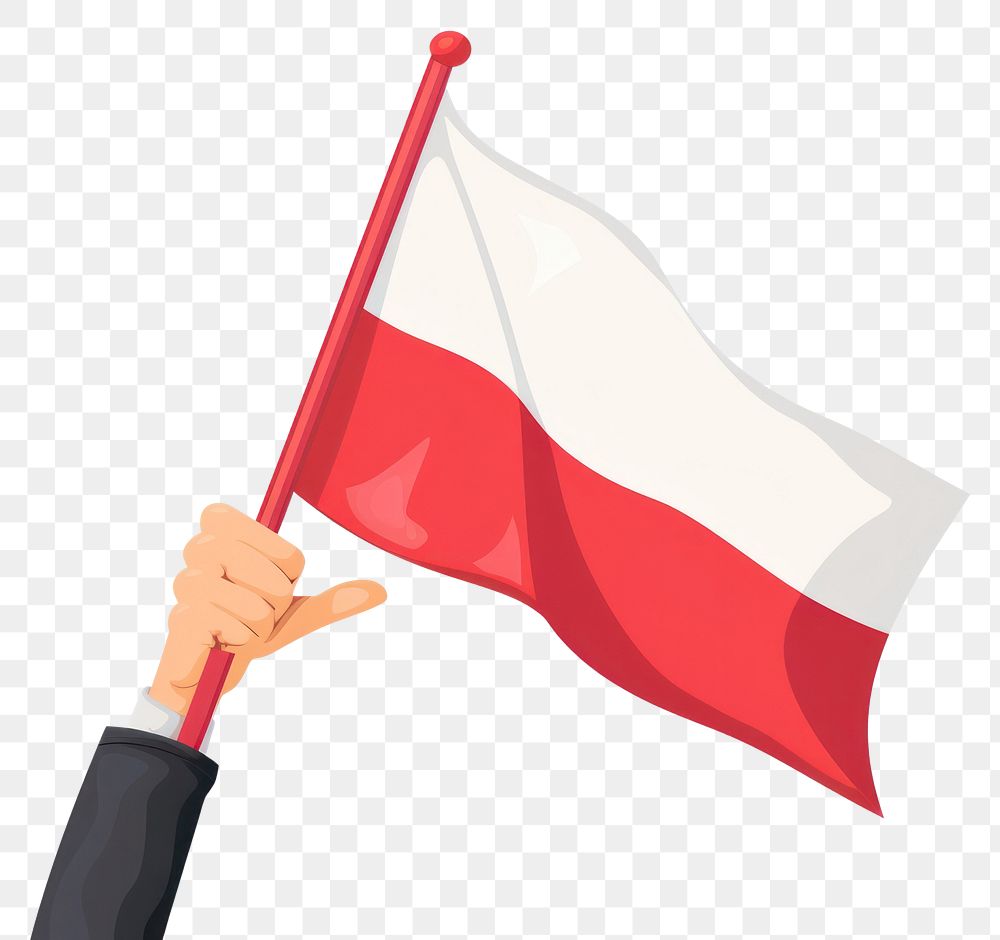 PNG Vector illustration of hand holding poland flag.