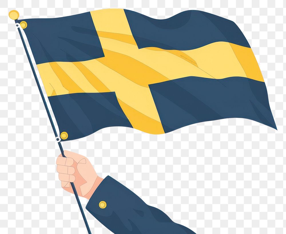 PNG Vector illustration of hand holding sweden flag person human.