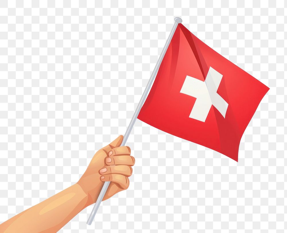 PNG Vector illustration of hand holding switzerland flag.