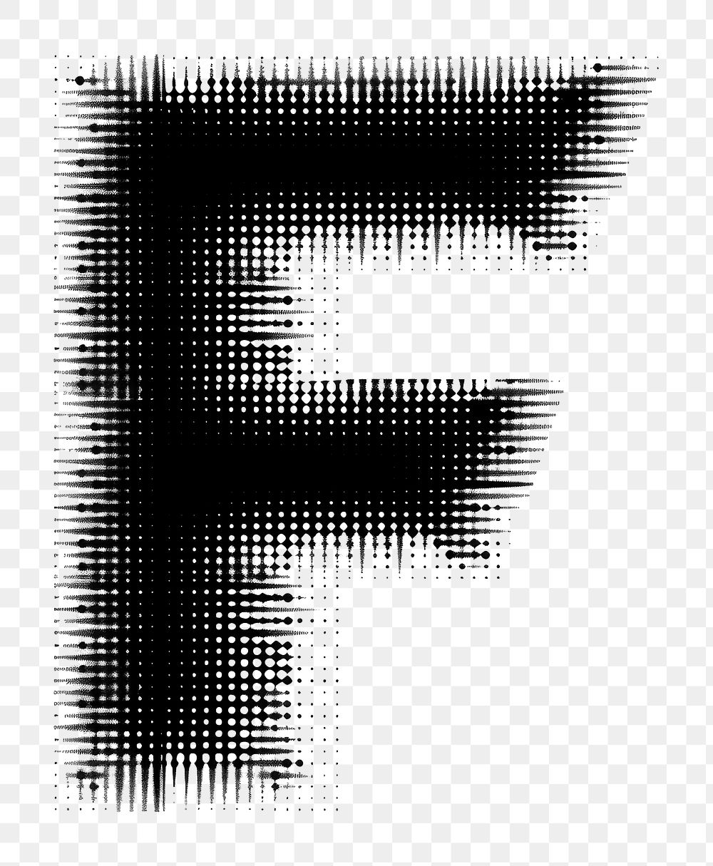 Halftone letter F number black white
