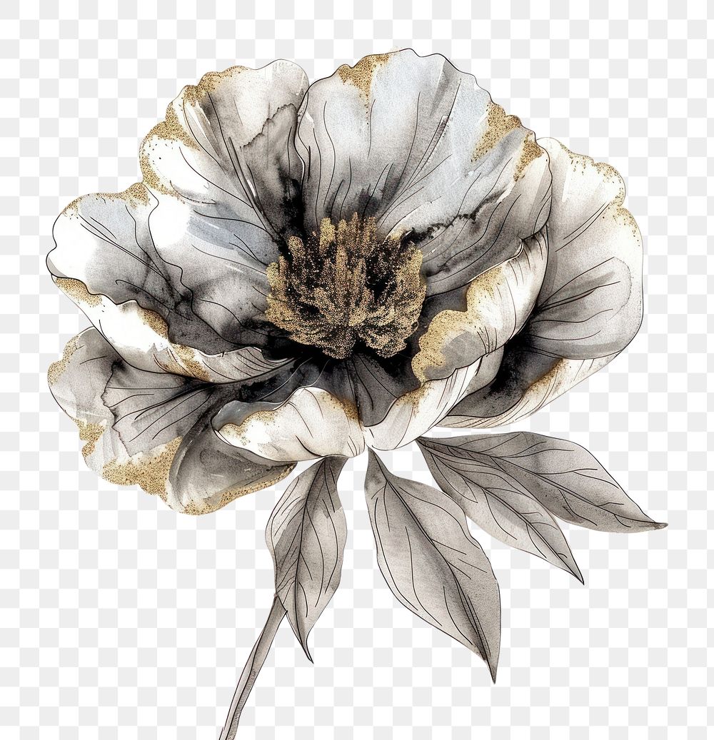 PNG Peony illustrated drawing blossom