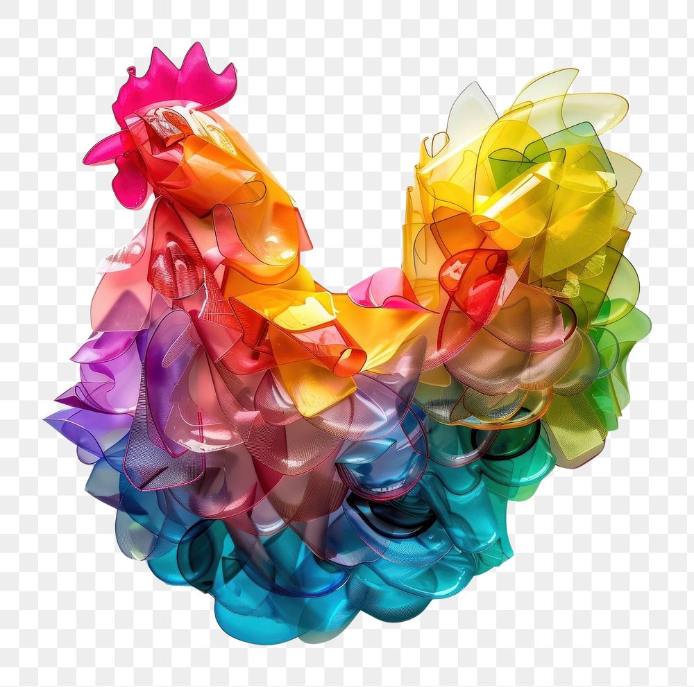 PNG Chicken made from polyethylene plastic chandelier balloon.