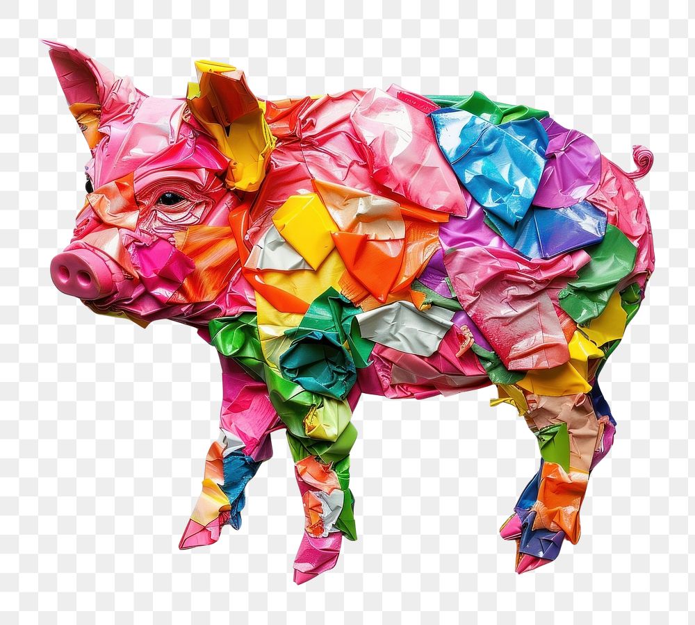 PNG Piglets made from polyethylene clothing apparel origami.
