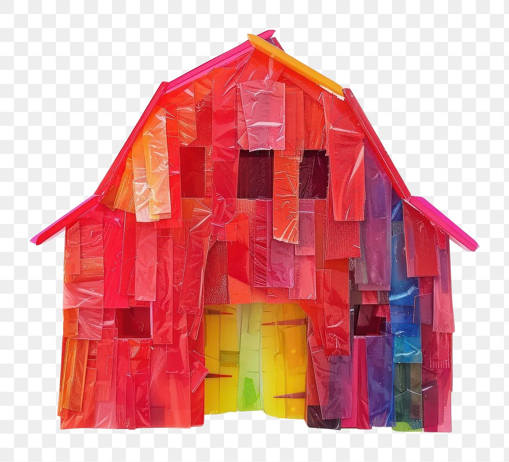 PNG Red barn made from polyethylene countryside outdoors collage.