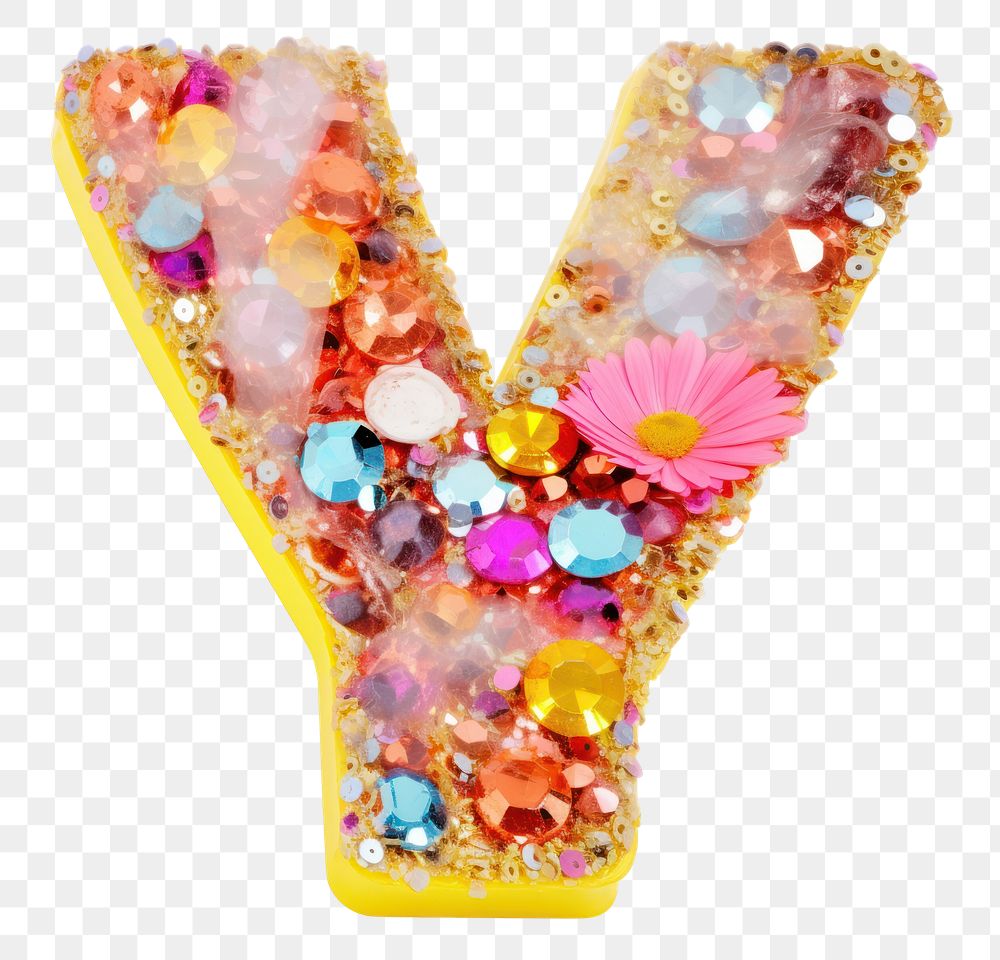 PNG Glitter letter Y jewelry white background bling-bling.