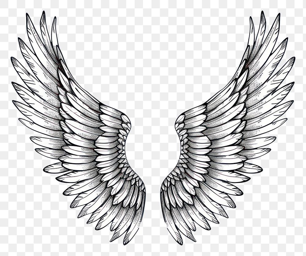 PNG Surreal aesthetic angel wings logo art illustrated accessories.