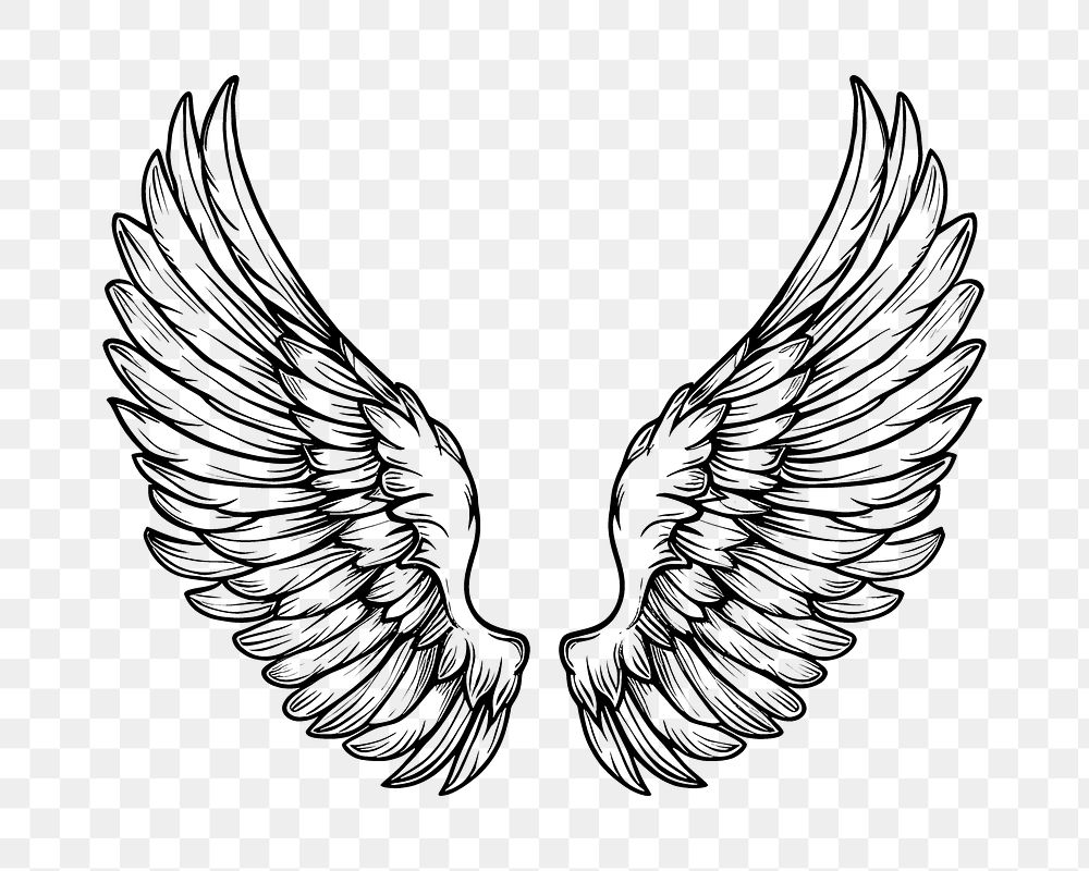 PNG Surreal aesthetic angel wings logo art illustrated drawing