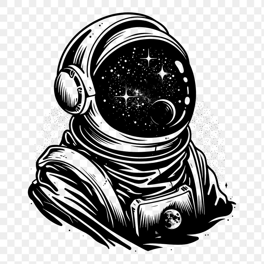PNG Surreal aesthetic astronaut logo art illustrated clothing.