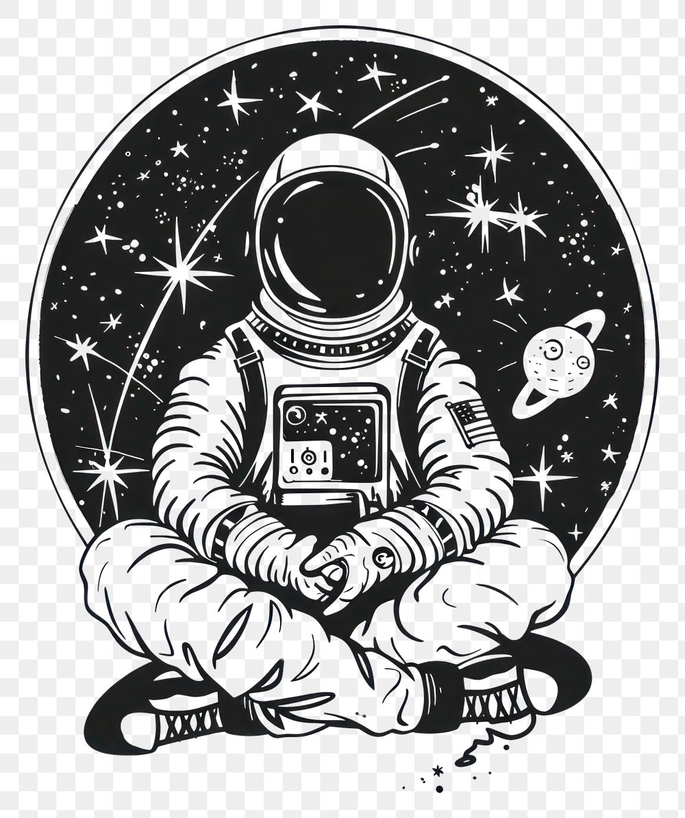 PNG Surreal aesthetic astronaut logo art illustrated photography.
