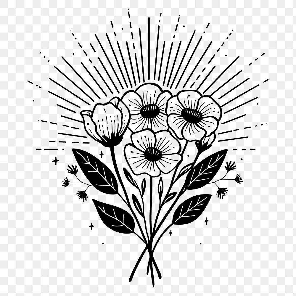 PNG Surreal aesthetic flower bouquet logo art illustrated chandelier.