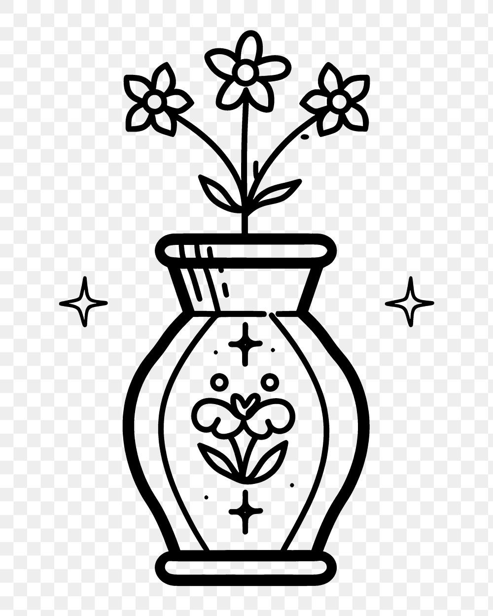 PNG Surreal aesthetic flower vase logo art illustrated dynamite.