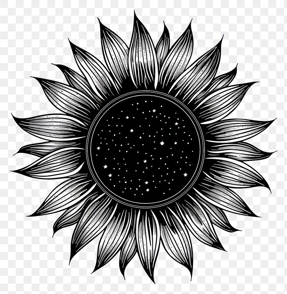 PNG Surreal aesthetic sunflower logo art illustrated blossom.