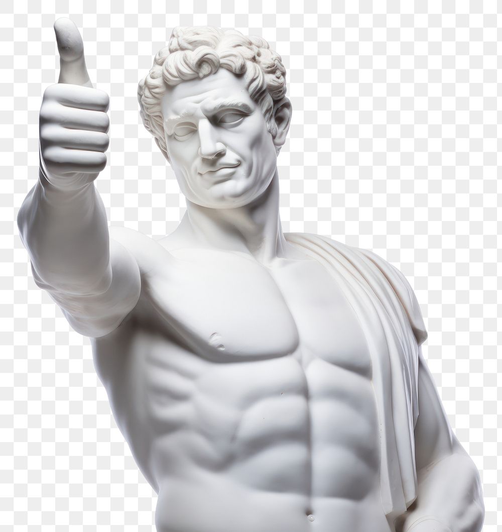 PNG  Greek sculpture doing thumbs up statue clothing apparel