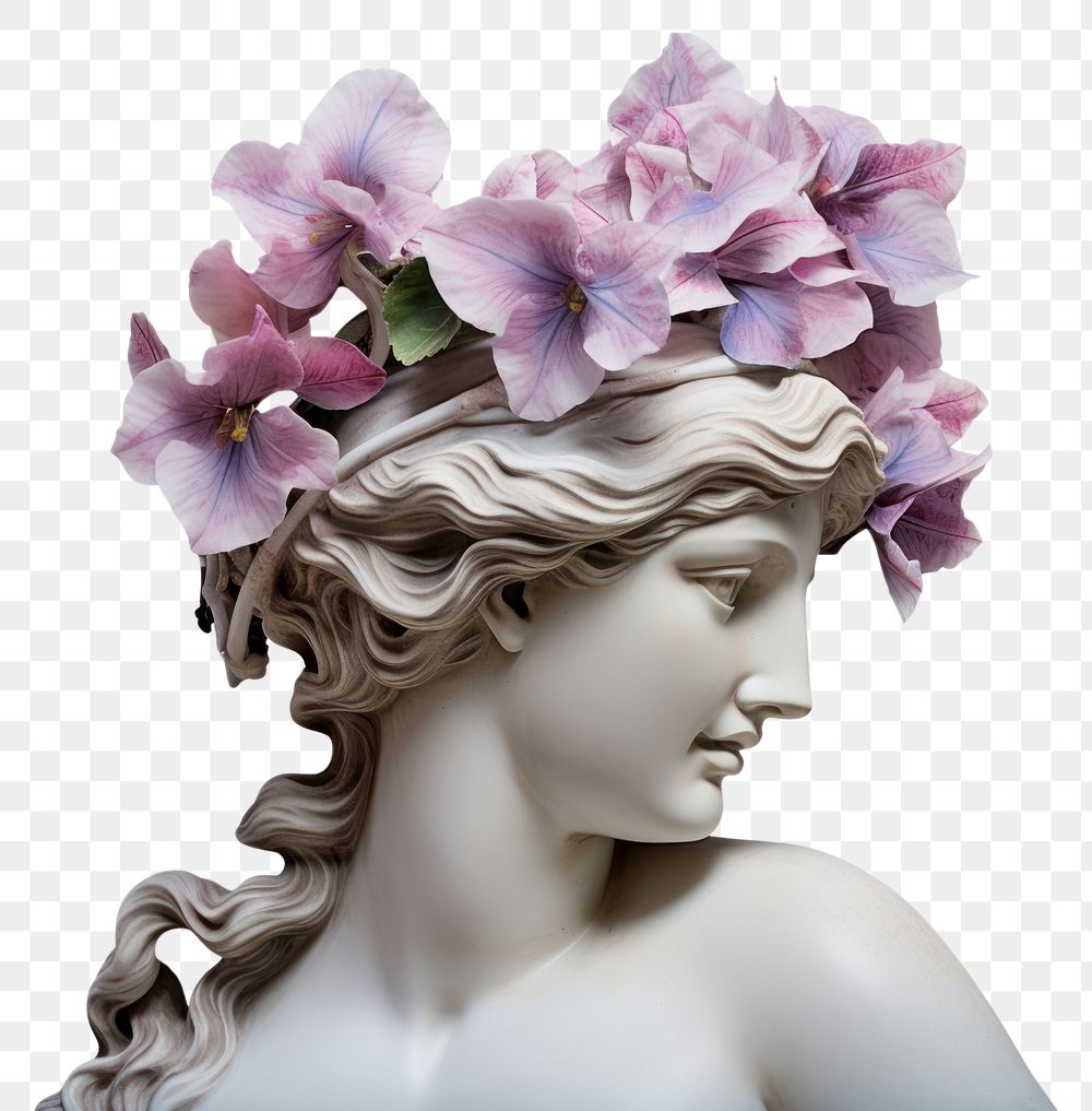 PNG  Greek sculpture wearing orchid crown statue accessories accessory
