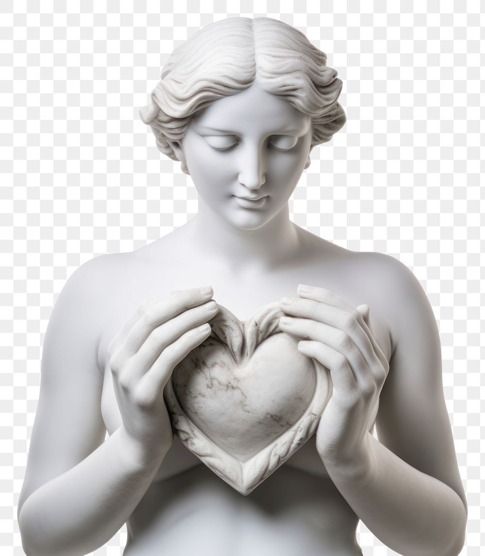 PNG  Greek sculpture with hands in heart shape photography portrait female
