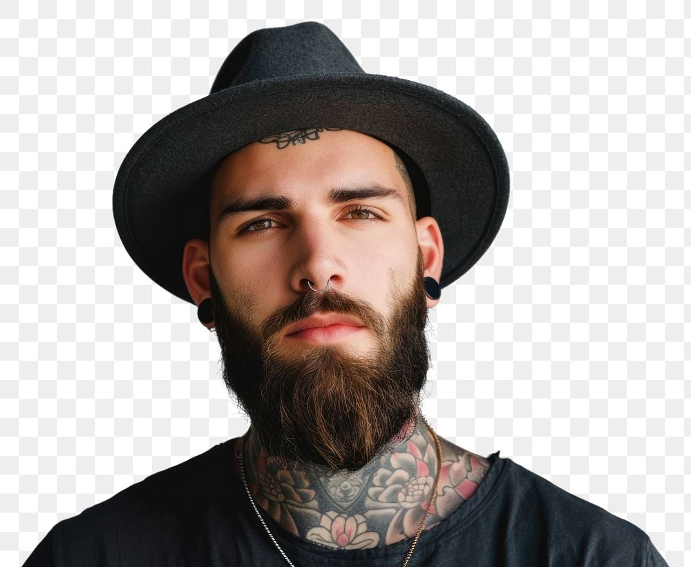 PNG Tattoo portrait beard man.