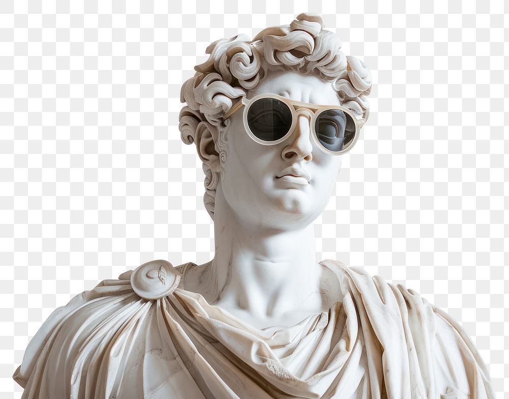PNG  Greek sculpture wearing a sunglasses statue person human