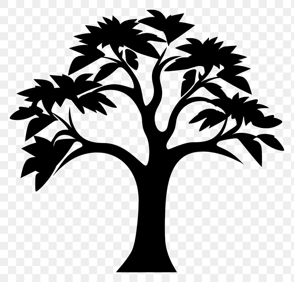 PNG  Tropical tree silhouette stencil symbol.