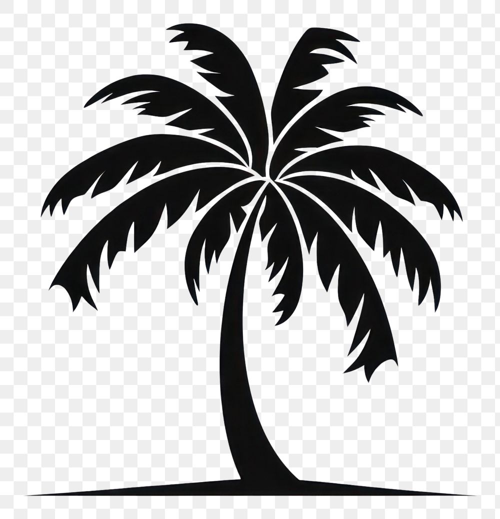 PNG  Tropical tree silhouette arecaceae stencil.