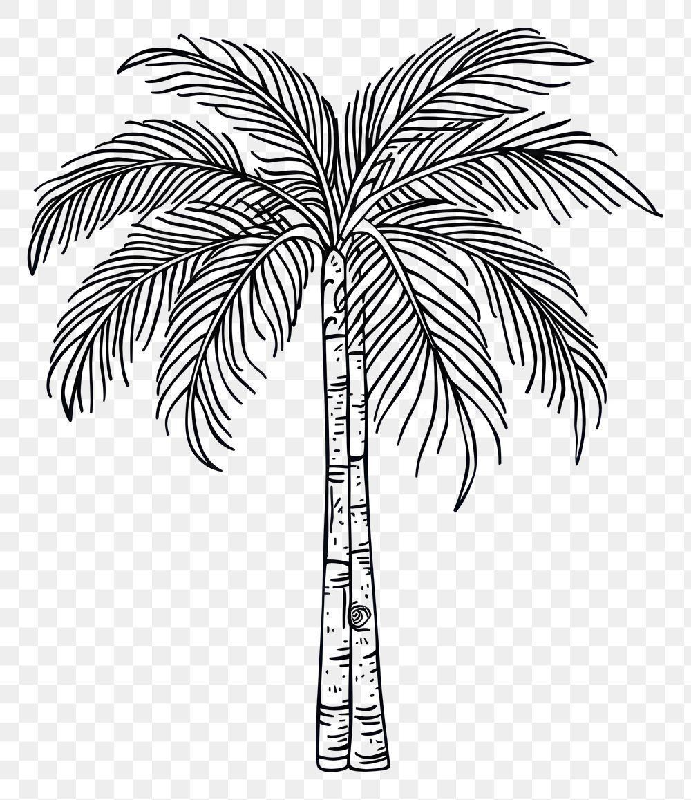 PNG  Minimalist symmetrical tropical tree illustrated arecaceae drawing.