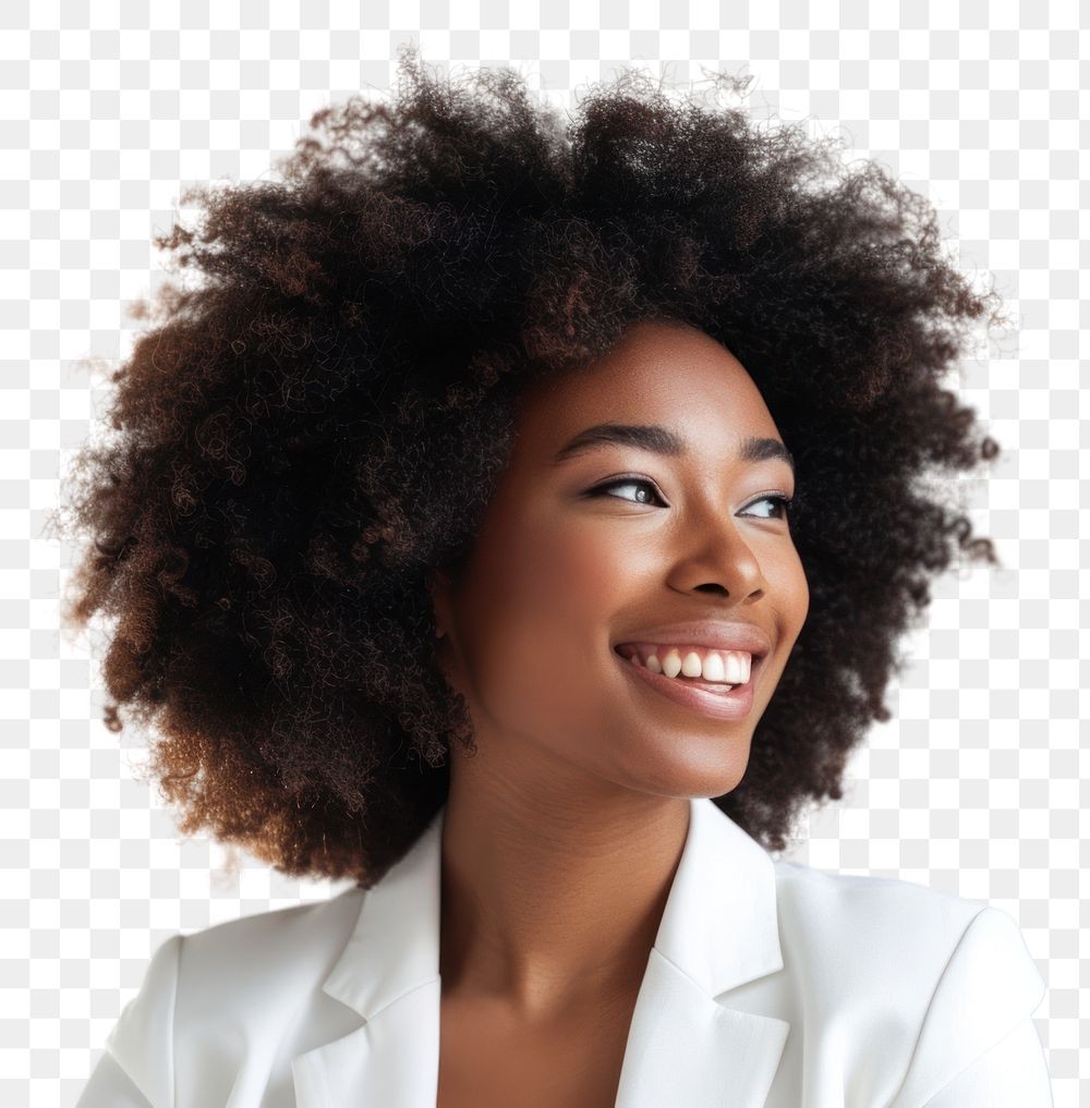 PNG  African American woman female happy photo.