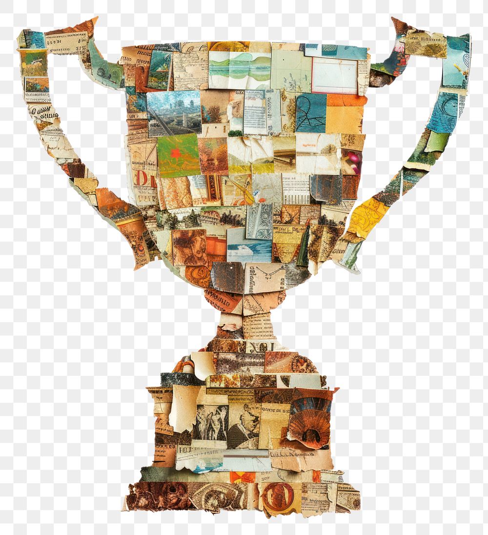 PNG Trophy shape collage cutouts person human art.
