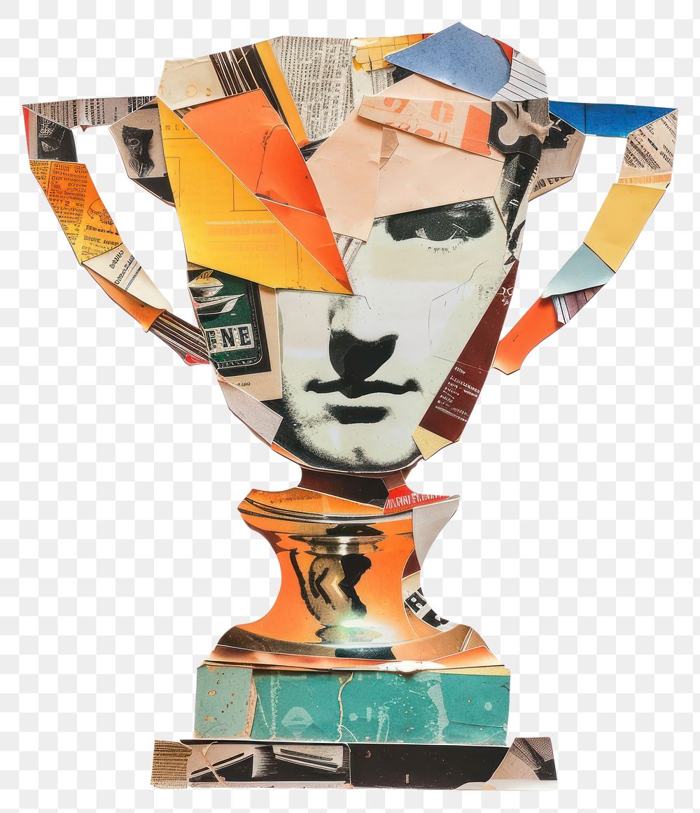 PNG Trophy shape collage cutouts person human face.