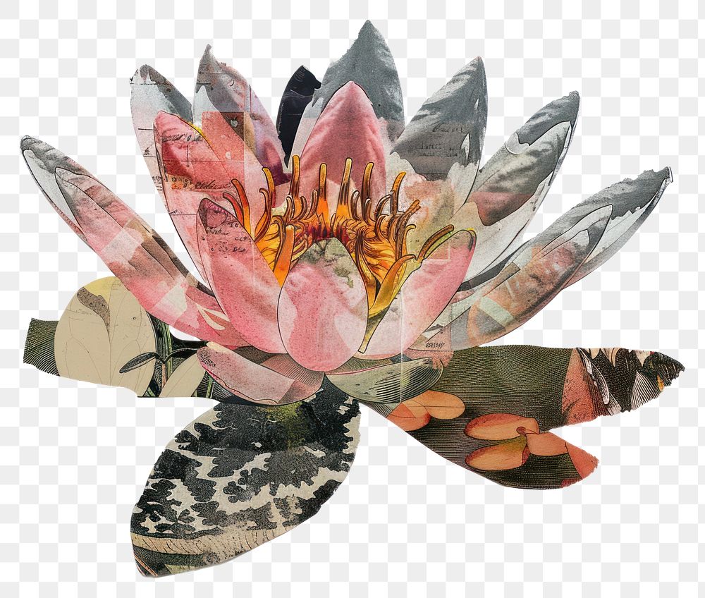 PNG Water lily shape collage cutouts blossom flower animal.