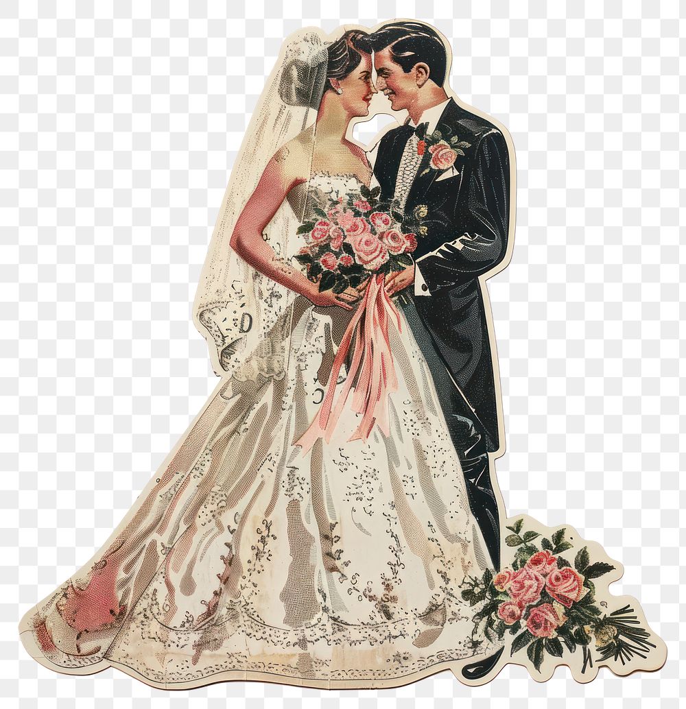 PNG Wedding collage cutouts bridegroom clothing romantic.
