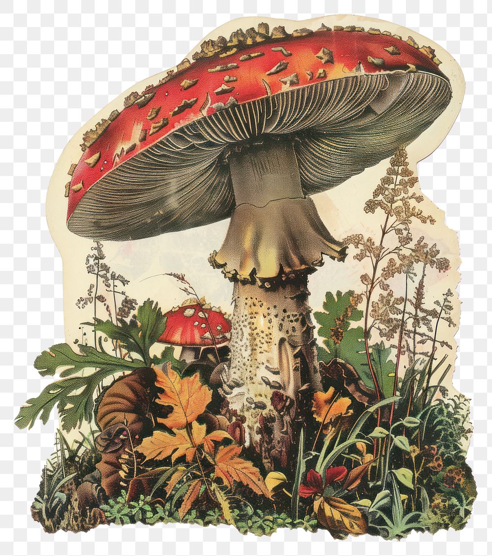 PNG A mushroom collage cutouts amanita agaric fungus