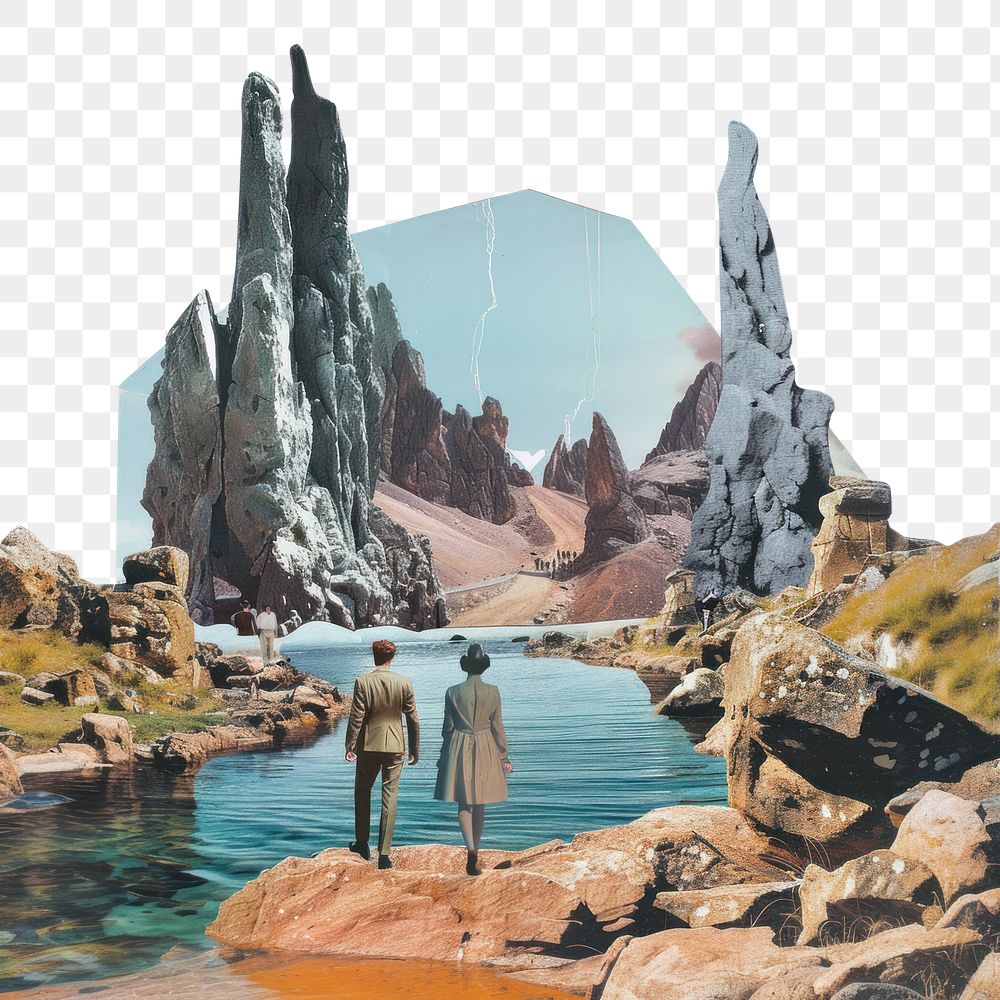 PNG Arch collage cutouts outdoors painting mountain.