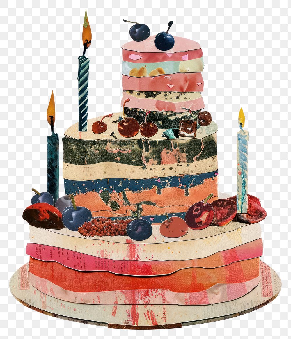 PNG Birthday cake collage cutouts dessert cream creme.