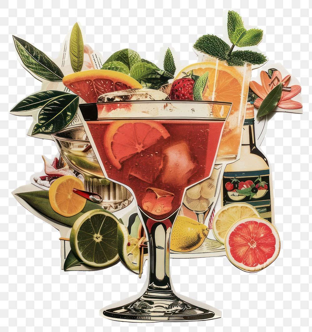 PNG Cocktail shape collage cutouts grapefruit beverage alcohol