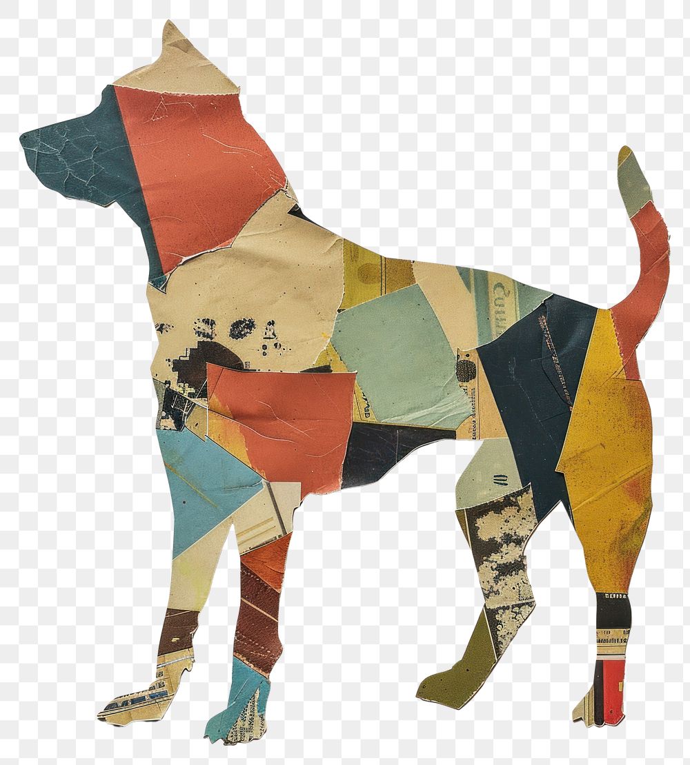 PNG Dog shape collage cutouts painting animal canine.