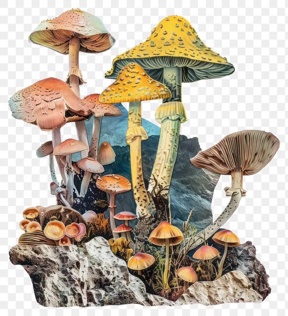 PNG Mushroom shape collage cutouts amanita fungus agaric.