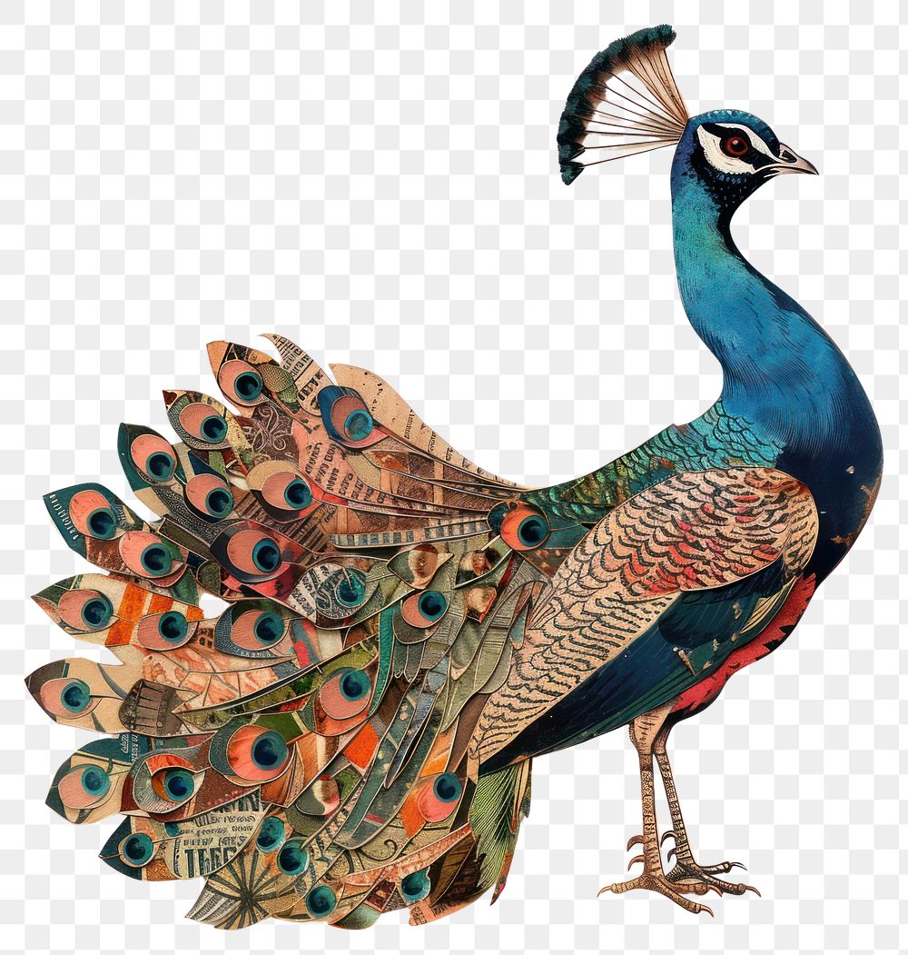 PNG Peacock collage cutouts animal bird