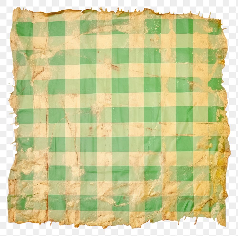 PNG  Green checkered ripped paper tablecloth home decor.