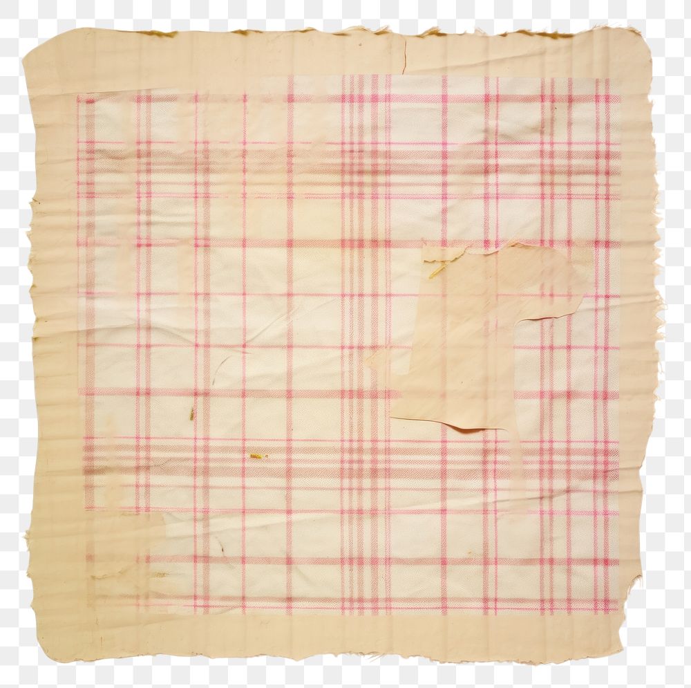PNG  Beige plaid ripped paper patchwork diaper tartan.