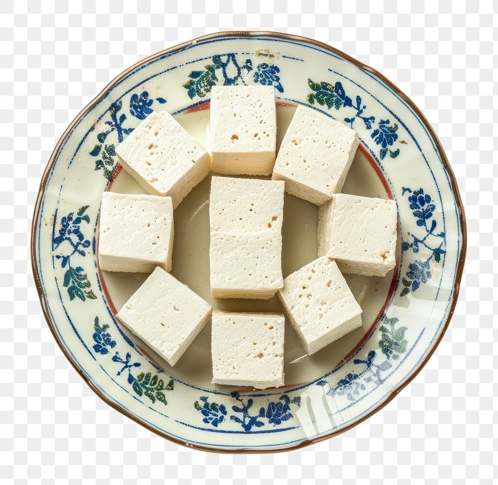 Tofu on plate chocolate platter dessert.