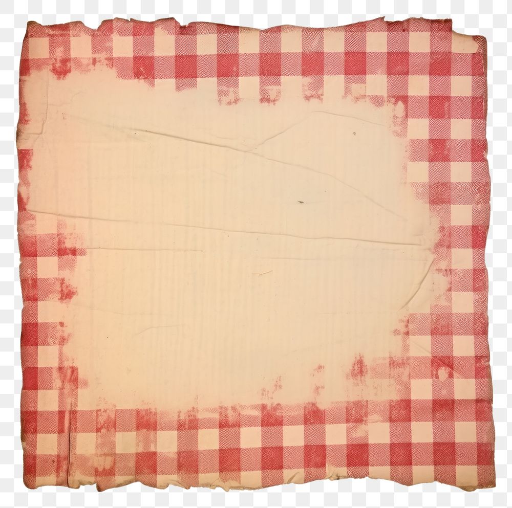 PNG  Red plaid ripped paper tablecloth diaper linen.