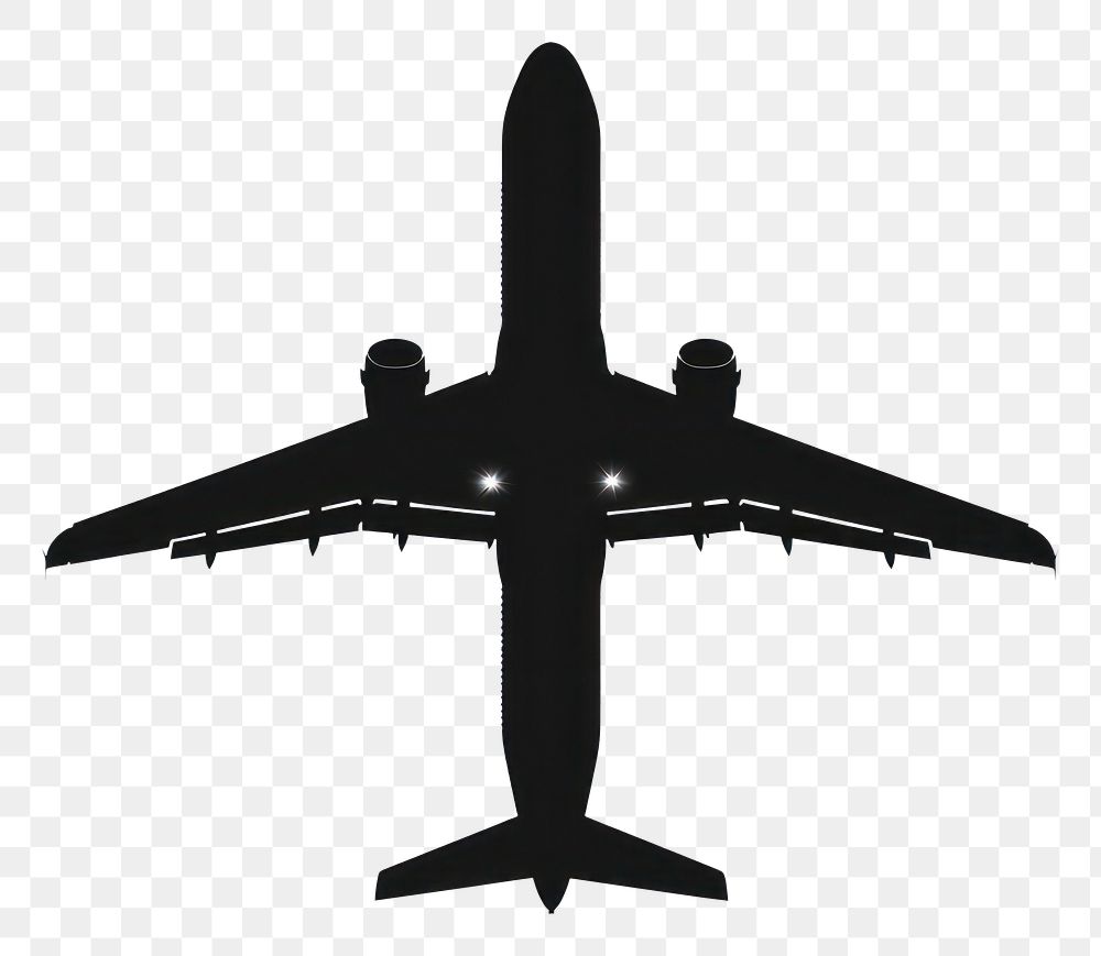 PNG Airplane silhouette transportation aircraft airliner.